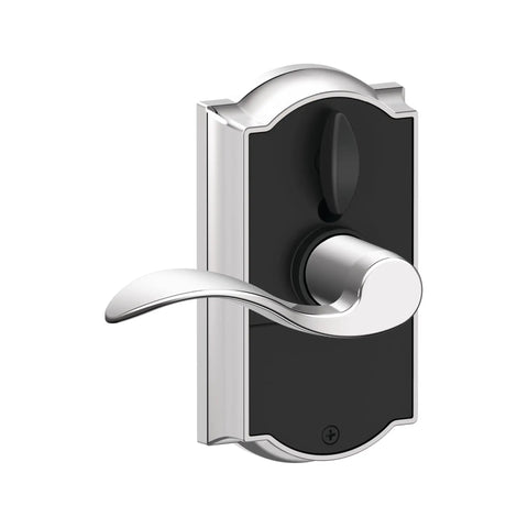 Touchscreen Keyless Lever Door Lock With Backlit Number Pad For Front Entry Camelot Style Lever Handle Bright Chrome Finish