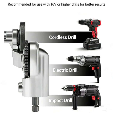 Drill Nibbler Sheet Metal Cutter Attachment For Electric Drills Plate Cutter For Aluminum Steel Copper Iron shown with various drills