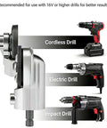 Drill Nibbler Sheet Metal Cutter Attachment for Electric Drills with Adapter next to cordless, electric, and impact drills