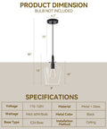 Product dimensions of Kveosv 2 Pack Kitchen Island Pendant Lights, 8" Clear Glass Shade Black Modern Farmhouse Industrial Pendant Light Fixtures.