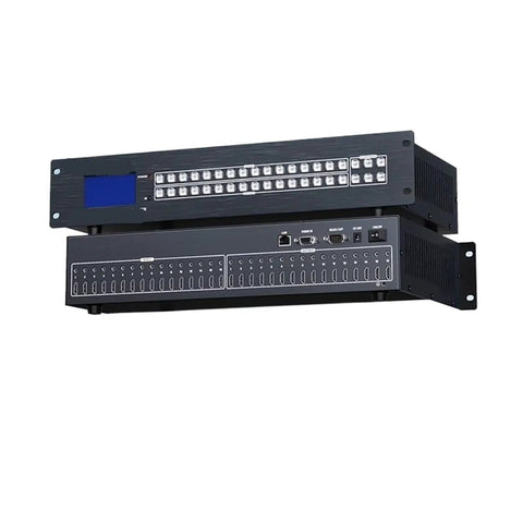 Pro Grade Hdmi Matrix Switch 16 In 16 Out Easily Configured As 4X4 Or 8X8 with front panel controls and multi-port outputs.