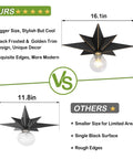 16 Inch Black Star Flush Mount Ceiling Light 2 Pack Dope Modern Industrial Ceiling Fixture size comparison