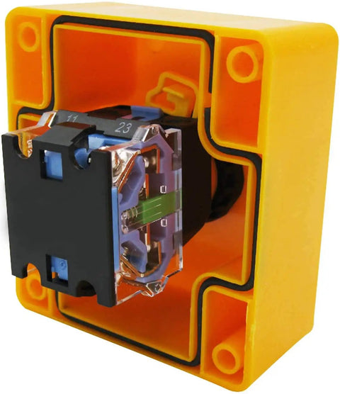 Emergency Stop Red Sign Mushroom Push Button Switch Station 1NC 1NO 440V 10A Normally Closed Stop Button Box LA38-11ZS-BOX