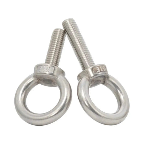 316 Stainless Steel Marine Eye Bolts Set Heavy Duty Ring Eye Bolts For Lifting And Hooks Beefy Workhorse Marine Hardware M5 M6 M8 M10 M12 M14 M16 Sizes Includes M10x30mm 2pcs Corrosion Resistant For Boats And Docks, two 316 stainless eye bolts shown