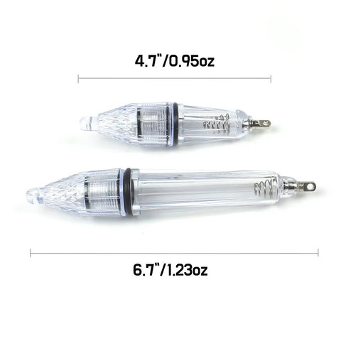 Two Led Underwater Fishing Light 5 Pack Deep Drop Bait Lure Lamp Waterproof Flashing Attractant in 4.7 inch and 6.7 inch sizes