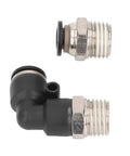Check Out This Badass Pneumatic Fittings Kit With Push Lock Air Hose Connectors That Crush High Pressure Up To 145Psi For All Your PU PA PE PVC Pipes In Dope Industrial Setups Today. black and silver push lock pneumatic fittings, elbow and straight