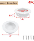 Recessed Cabinet Pulls 2 Inch Round White Flush Door Pulls Stainless Steel Finger Handles with screws, 4 Pack product dimensions