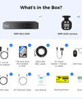 Contents of the 3K Wired Outdoor Security Camera System for home security, including DVR, cameras, hard drive, cables, and accessories.