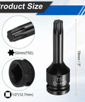 Torx Bit Socket T52 One Half Inch Drive, 2 Pack, Chrome Molybdenum Steel Impact Sockets, 6 Point Star Bits With Cotter Pins