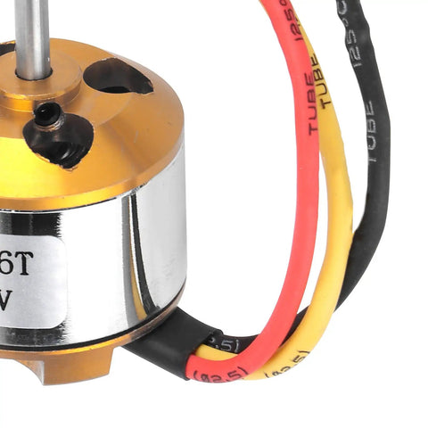 Kickass Rc Aircraft Motor And 30a Esc Set With 2212 Kv2200 Brushless Motor close-up view of a brushless motor with colorful wires.