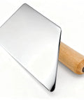 Three Piece Venetian Plaster Trowel Set With Stainless Steel Finishing Trowels And Wooden Handles, a trapezoidal trowel on white background