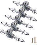 Crystal Glass Decorative Knobs With Plate Drawer Pulls Handles 5 Pack Small Silver With Three Kinds Of Screws