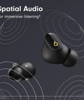 Studio Buds Plus True Wireless Earbuds With Active Noise Canceling And Transparency Mode, spatial audio feature in black gold.