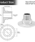 CLAHJQX 1.5in tri-clamp to 3/4in NPT male sanitary fitting in 304 stainless steel, shown as diagram and product photo.