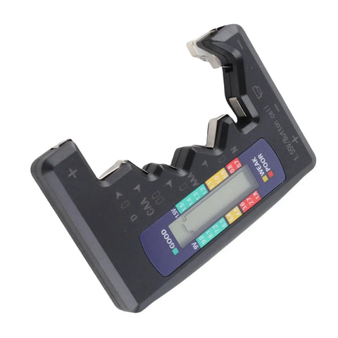 Color LCD Battery Checker With Three Color Readouts For AA AAA C D 9V And 1.5V Cells Handy Home Battery Tester And Capacity Meter For Rechargeables Or Alkaline Batteries black handheld LCD battery tester with metal contacts
