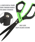 10 Inch Utility Scissors With Durable Stainless Steel Blades For Precise Cutting, ergonomic poly grip, bolt lock visible