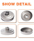 Four views of Three Eighths Inch Pitch Drop-In Clutch Drum Rim Sprocket Bearing Kit For Husqvarna 455 455 Rancher 460 460 Rancher 461