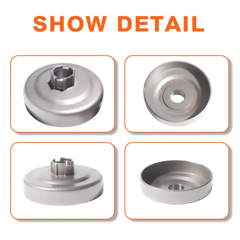 Four views of Three Eighths Inch Pitch Drop-In Clutch Drum Rim Sprocket Bearing Kit For Husqvarna 455 455 Rancher 460 460 Rancher 461