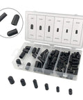 All-Purpose Vacuum Hose Caps Kit 80-Piece 6-Size Rubber End Caps and Plugs Set with Quick-Release Case open showing assortment
