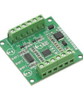 Dual Channel PWM To Voltage Servo Receiver Converter for RC Crawlers 7 To 24V Power Supply, green circuit board top view.