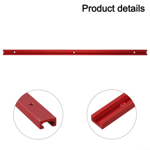 Aluminum T Track Miter Jig For Woodworking Router Table With Red T Slot Track And Quick Acting Clamp, close-up view
