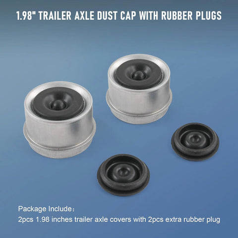 1.98-inch Trailer Axle Dust Cap Cup Grease Cover Hub Kit With 2 Rubber Plugs Fits Most 2000 To 3500 Lbs Dexter EZ Lube
