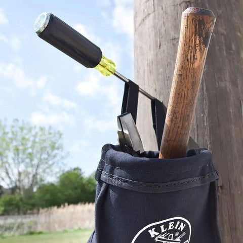 Beefy Heavy Duty Demolition Screwdriver With Keystone Tip And Four Inch Shank For Prying And Chiseling in tool pouch