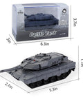 Two Point Four Gigahertz Mini RC Tank Toy With LED Lights Rotating Turret One To Sixty Four Scale Off Road Grippy Tracks Gray Model