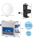 Fully Automatic 6L Ultrasonic Vinyl Record Cleaner With Sturdy Bracket For 7 To 12 Inch LP Records dimensions and features diagram.