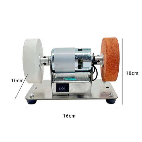 Compact Mini Belt Sander With High Power Motor And Adjustable Speed Options From 3000 To 6000 Rpm, silver finish, 16cm x 10cm size.