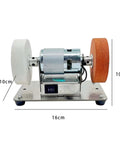 Mini Belt Sander Bench Grinder With Adjustable Speed High Power Copper Motor Low Noise Polishing Machine For DIY Woodworking Metal Projects, compact design with dual wheels.
