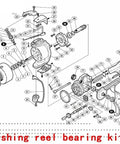 Diagram showing Four Piece Fishing Reel Bearing Kit For Ultegra 6000PG And 8000PG 02 Ultegra Model Includes 8x1 34x1 51x2 bearings