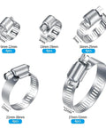 20Pcs Adjustable Stainless Steel Hose Clamps Assortment Kit For One Quarter Inch To Two Inch Clamps 6 To 51 Mm Worm Gear Pipe Clips