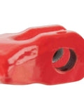 Close-up of red choker hook from 5/16 Inch Logging Chain Choker Hook G80 2 Tons Capacity 4500 Lbs Working Load Limit Two Pack