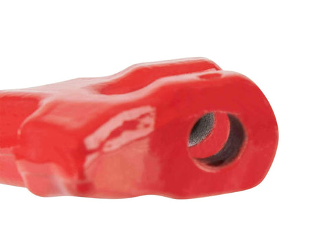 Close-up of red choker hook from 5/16 Inch Logging Chain Choker Hook G80 2 Tons Capacity 4500 Lbs Working Load Limit Two Pack