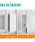 Installation steps for Lockable Aluminum Attic Access Door Straight Up Durable Rock Solid Soundproof Wall Panel with secure closure.