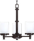 Three Light Ceiling Chandelier With Opal Clear Glass Shade For Dining Room Living Room Hallway And Kitchen Island In Oil Rubbed Bronze Finish Modern Cool Home Lighting And Decor