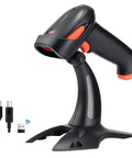 3 In 1 2D QR Barcode Scanner With Stand Bluetooth 2.4GHz Wireless And USB Wired Handheld Barcode Reader For Fast POS Scanning Plug And Play Setup HW0001
