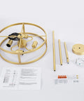 Gold 4 Light Modern Chandelier Pendant Hanging Light Fixture Semi Flush Mount Round Ceiling Light parts and instructions