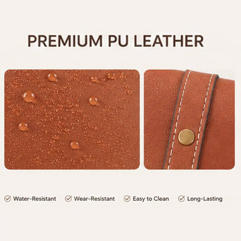 Premium PU leather close-up on Bike Handlebar Bag For Marin Rift Zone 2000 To 2025 Waterproof Front Bag, showing water resistance