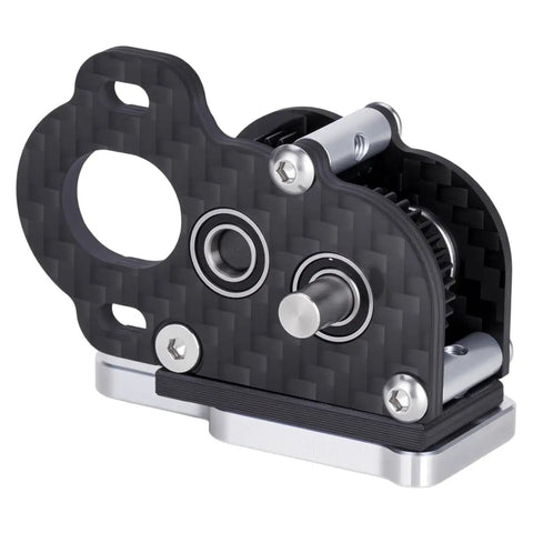 Upgrade Your 10 Scale RC Crawler Build With This Cool LCG Right Motor Gearbox Transmission featuring lightweight carbon material and smooth metal gears.