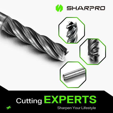 SHAPPRO 1/8 in shank carbide square end mill, 4-flute, CNC, set of 5