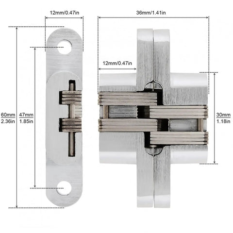 180 Degree Zinc Alloy Concealed Hinge For Folding Doors And Hidden Doors With Screws Heavy Duty Built To Last Rust Resistant