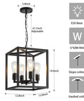 Rustic Industrial 4 Light Farmhouse Chandelier Pendant Lighting with Adjustable Height Metal Cage E26 Base, black cage.