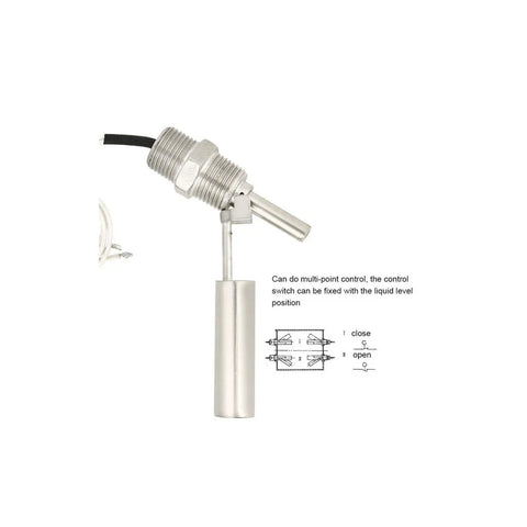 0-110V Liquid Level Sensor Switch In 304 Stainless Steel With 1/2 NPT Male Thread, side view with diagram visible