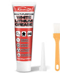 White Lithium Grease All-Purpose Lubricant With Brush For Hinges, Bearings, Gears, Chains And Garage Doors, 30g tube and brush