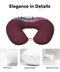 Custom U Shaped Neck Pillow With Your Design, Personalized Memory Foam Travel Pillow, Maroon, soft touch, quality zipper