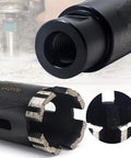 Close-up of 2 Pack 1-3/8 Inch Dry Diamond Core Drill Bits with 5/8-11 Thread for Granite and Masonry, vacuum brazed side protection.
