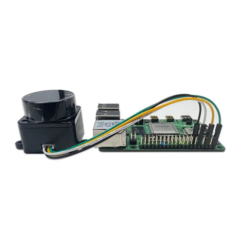 Side view of 360 Degree 2D Lidar Distance Sensor Kit with 12 Meter Range and 10 Hz Scan Rate for smart obstacle detection.