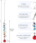 Seven Piece Crystal Gazing Ball Spiral Wind Spinner Suncatchers For Garden Decor, Durable Metal Frame With K9 Crystal Prisms, Cool Colorful Outdoor Yard Ornaments That Catch Sunlight And Spin In The Breeze; 50cm hanging spiral